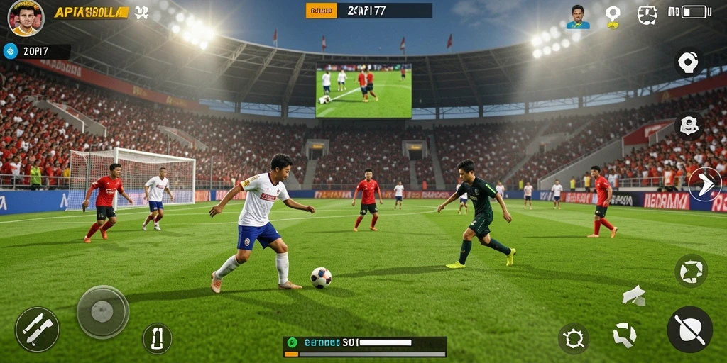 Tampilan gameplay sepak bola yang mendebarkan di API77.