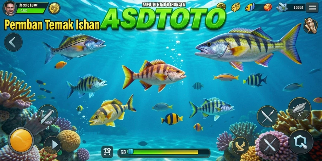 Tampilan gameplay yang mendebarkan di ASDTOTO saat menembak ikan berwarna-warni.
