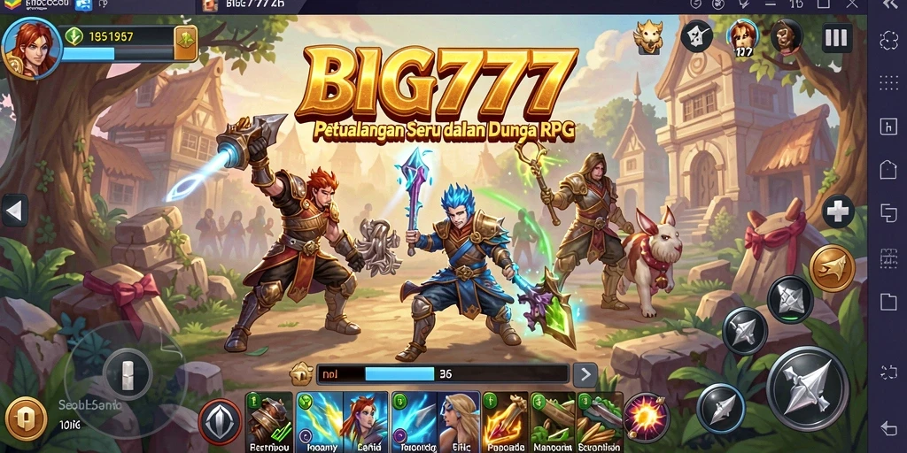 Tangkapan layar menampilkan pertempuran seru dalam BIG777 RPG.