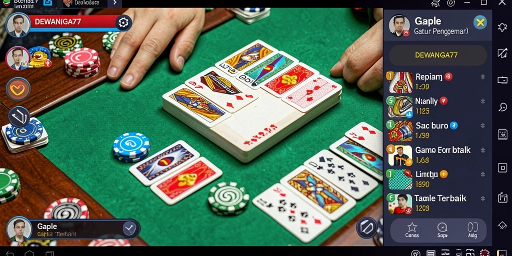 Tampilan gameplay seru DEWANAGA77 saat bermain Gaple.