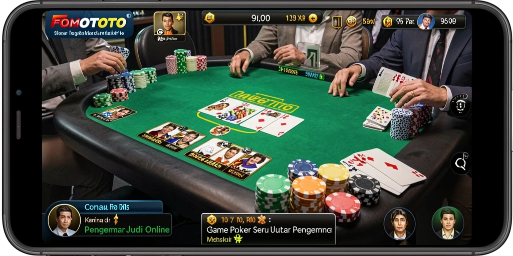 Screenshot FOMOTOTO menunjukkan gameplay menarik dalam permainan Poker.