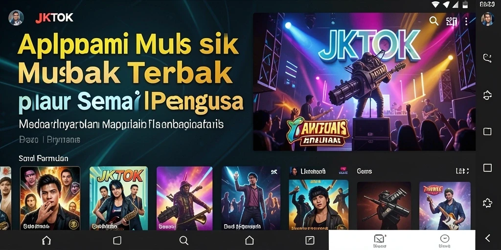 Screenshot utama JKTOK menampilkan tampilan permainan musik yang interaktif.
