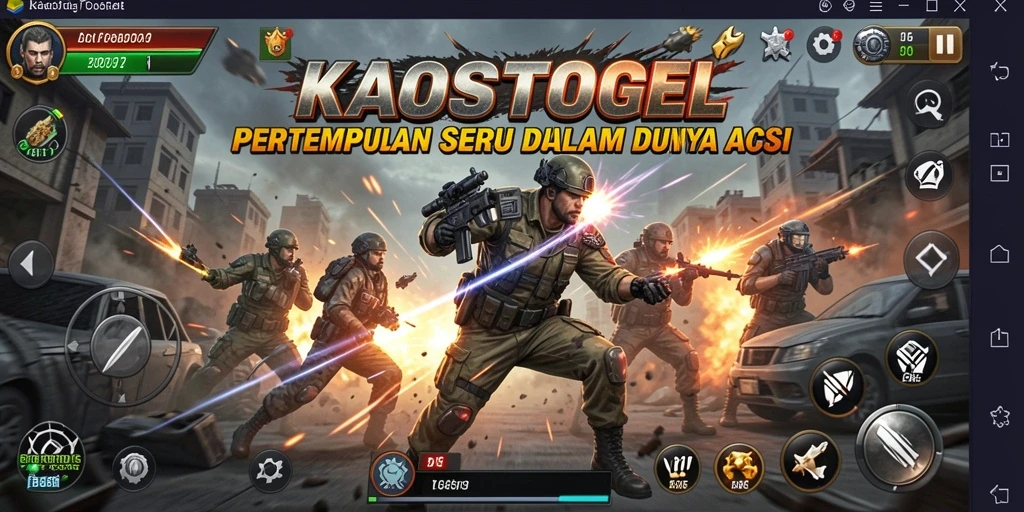 Tampilan gameplay KAOSTOGEL dengan aksi pertarungan yang intens.