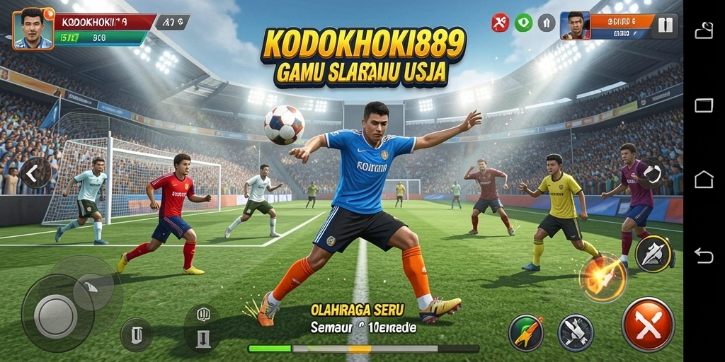 Screenshot utama menampilkan aksi seru dalam permainan olahraga.