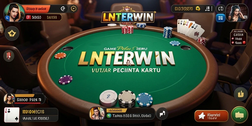 Tangkapan layar LNTERWIN menunjukkan gameplay poker yang penuh aksi.
