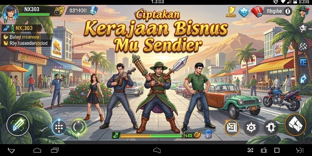 Screenshot NX303 menampilkan gameplay Tycoon yang seru dan interaktif.