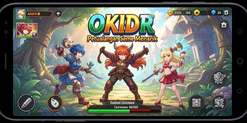 Tangkapan layar menunjukkan aksi seru dalam OKIDR di dunia anime.