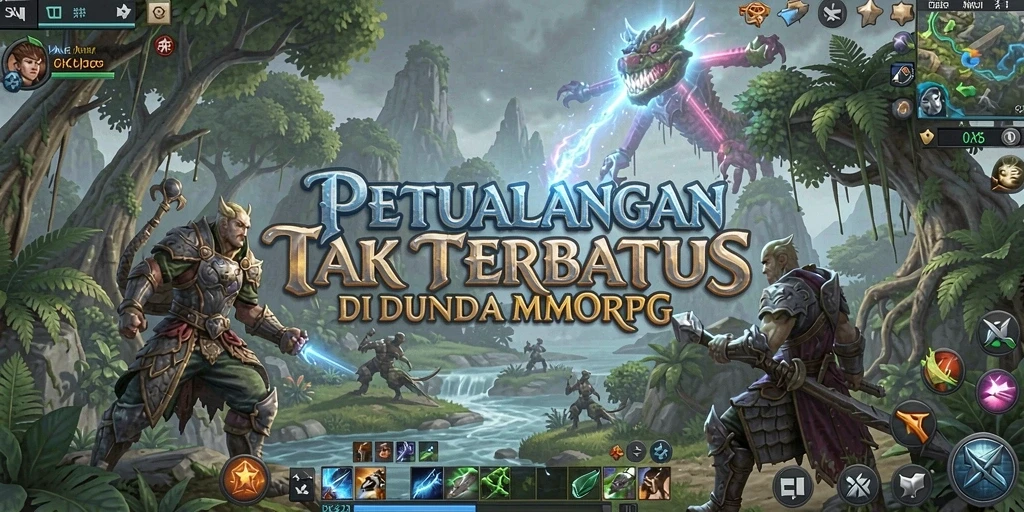 Screenshot gameplay OKJK menampilkan karakter berinteraksi di dunia MMORPG.