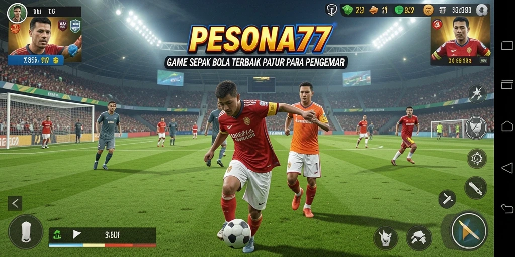 Screenshot gameplay PESONA77 menampilkan aksi seru pertandingan sepak bola.