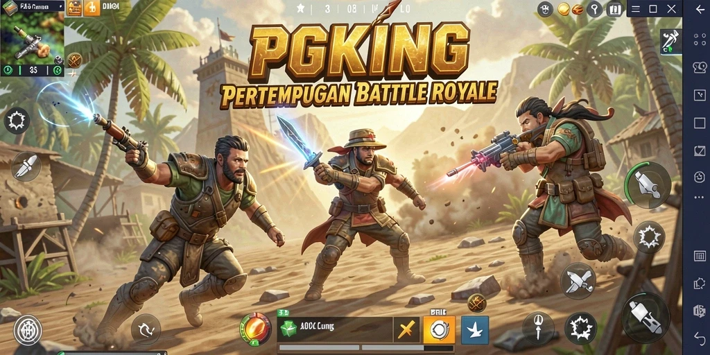 Gameplay mendebarkan PGKING dengan aksi Battle Royale yang intens.