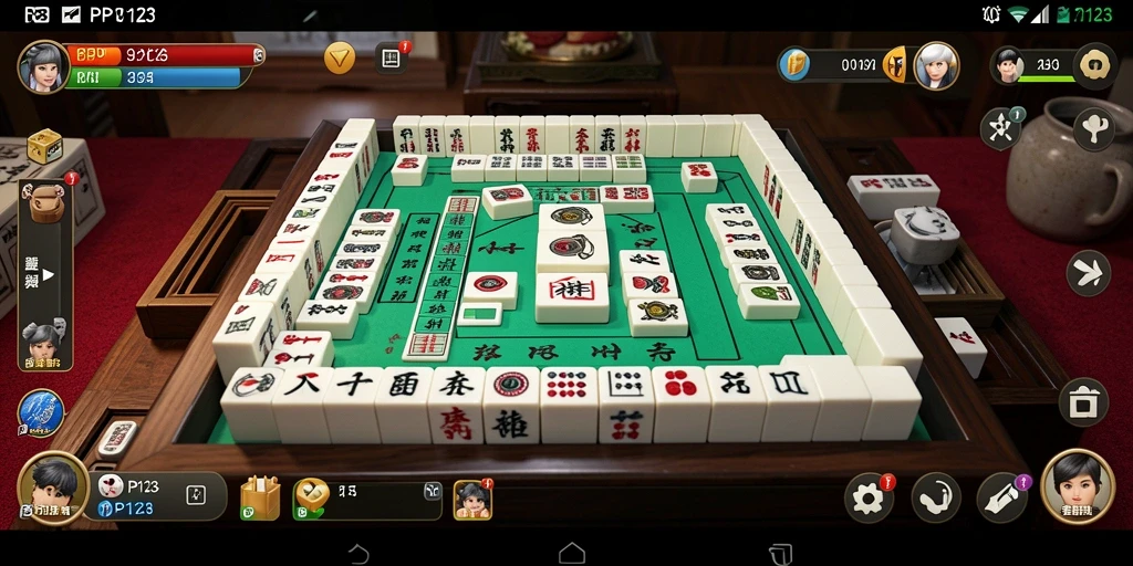 Tampilan gameplay menarik dari PP123, aplikasi Mahjong yang seru.