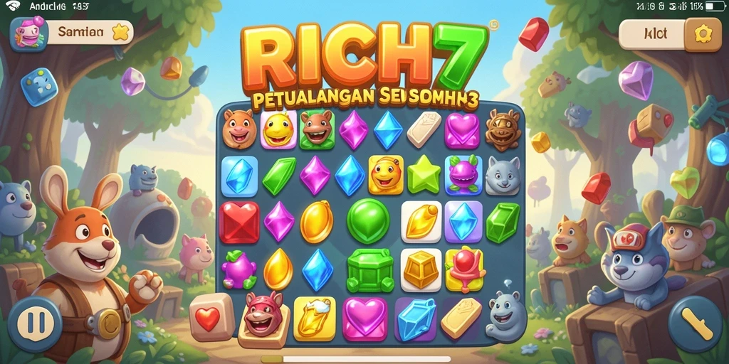 Tampilan gameplay RICH7 yang penuh warna dan menarik.