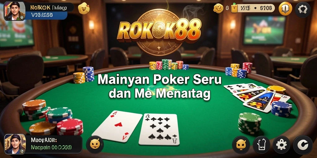 Tampilan seru dari gameplay Poker ROKOK88 yang penuh aksi.