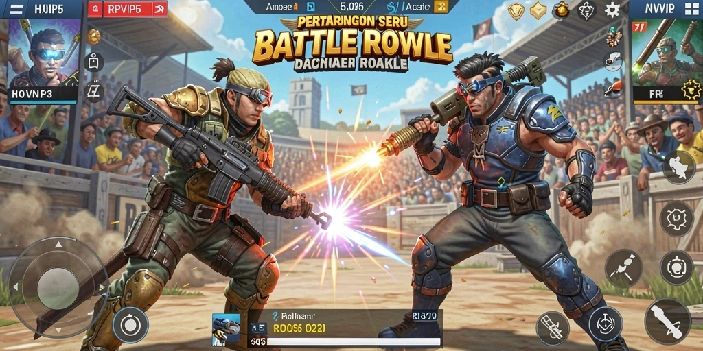 Tangkapan layar RPVIP5 menampilkan aksi seru dalam pertarungan Battle Royale.