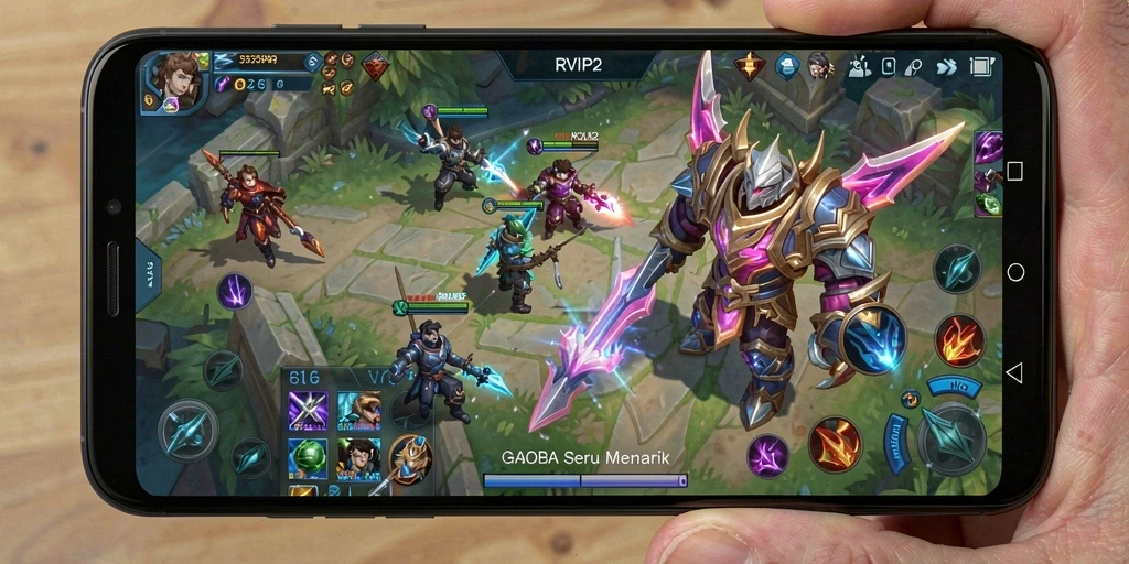 Tampilan gameplay seru dan epik dari RVIP2 dalam mode MOBA.
