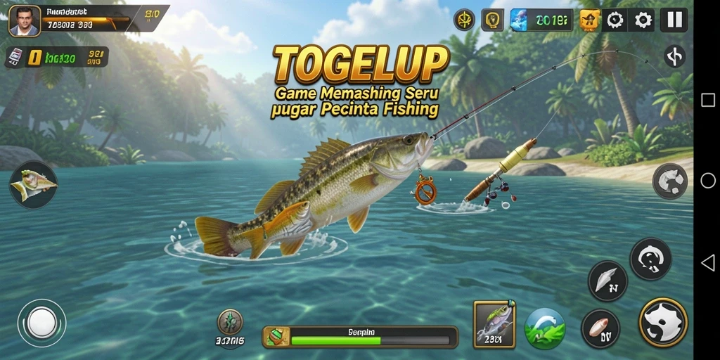 Screenshot gameplay TOGELUP yang menampilkan aksi memancing yang seru.