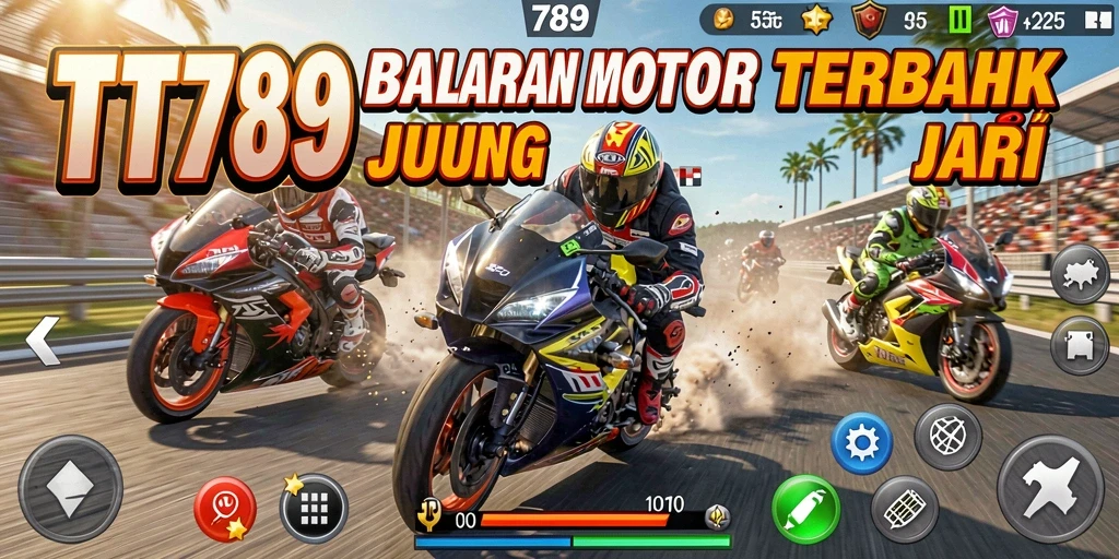 Gameplay balapan motor yang mendebarkan dan penuh aksi.