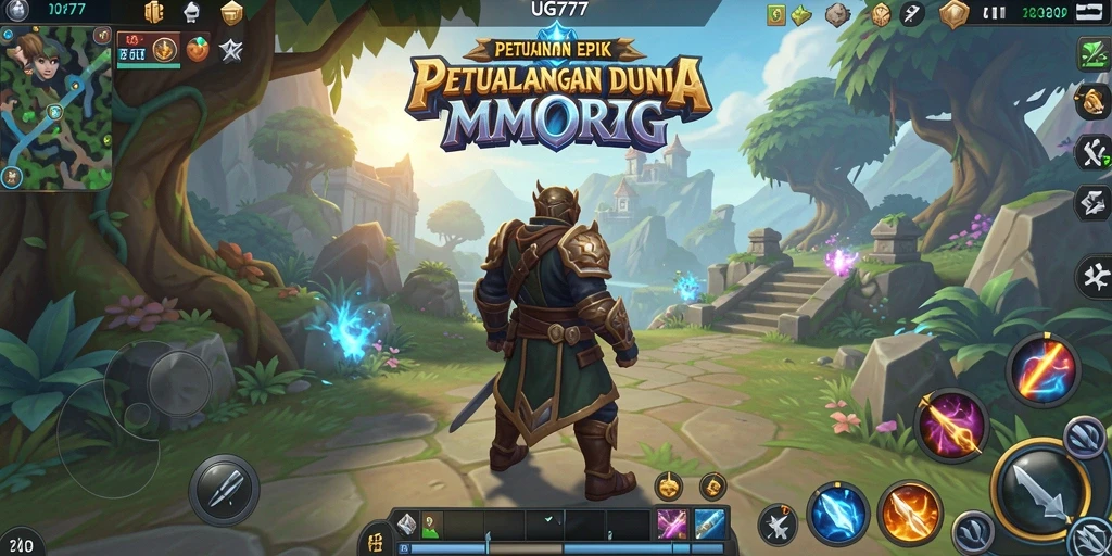 Tampilan gameplay epik dalam UG777 yang menampilkan aksi seru di dunia MMORPG.