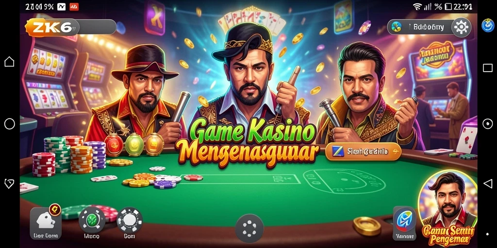 Tampilan gameplay utama ZK6 dengan fitur kasino yang menarik.