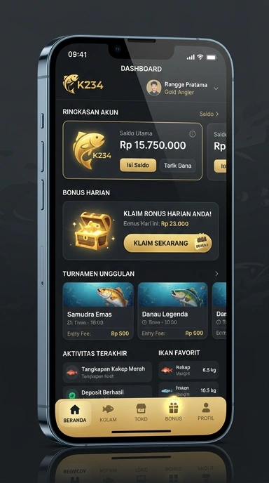 Tampilan aplikasi k234 di perangkat Android.